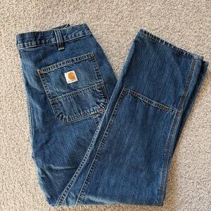 Carhartt Double Knee Loose Fit Workwear Jeans 33x34 Blue Denim 2022